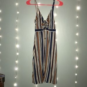 longer, stripped dress with tie